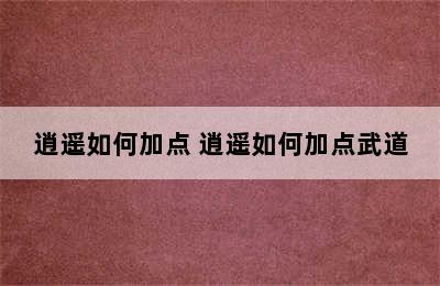 逍遥如何加点 逍遥如何加点武道